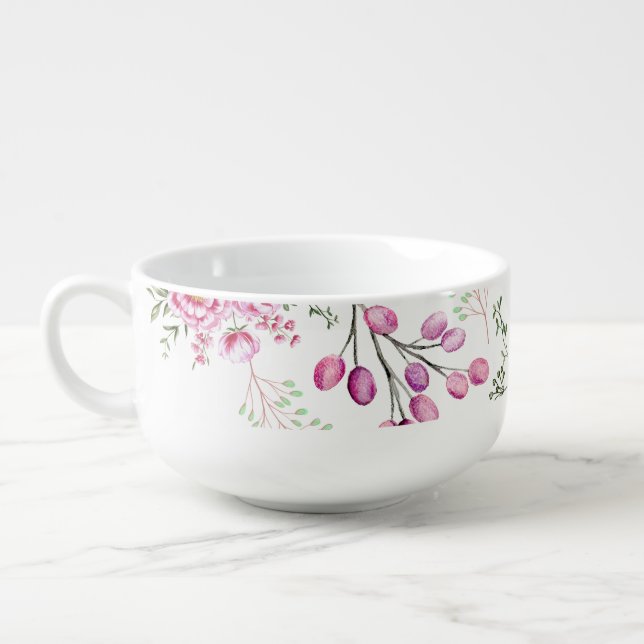 Rose Flowers Modern Design Soup Mug (Right)
