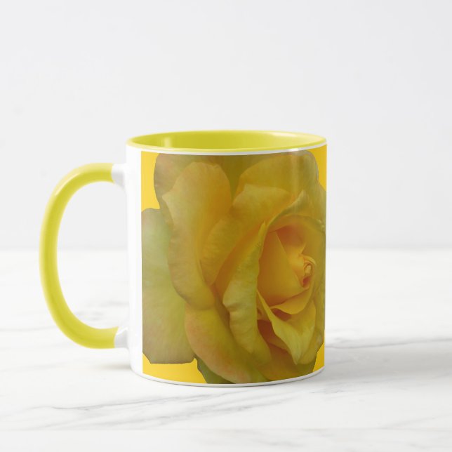 Rose Flowers Mug Coffee Cup Yellow Roses Cup (Left)