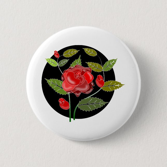 Rose Flowers Nature Romance Thorns Button (Front)