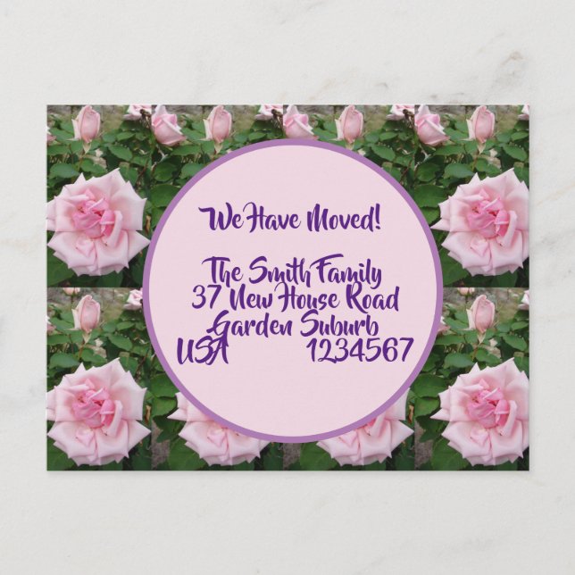 Rose Flowers New Address Postcard, We Are Moving Postcard (Front)