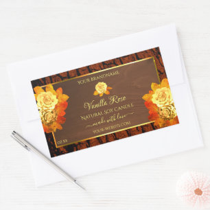 Rose Flowers Product Labels Natural Wood Grain