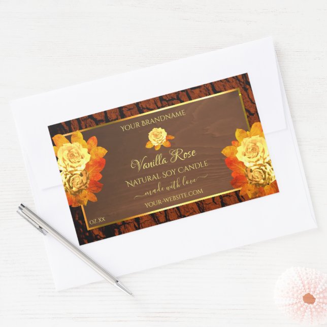 Rose Flowers Product Labels Natural Wood Grain (Envelope)