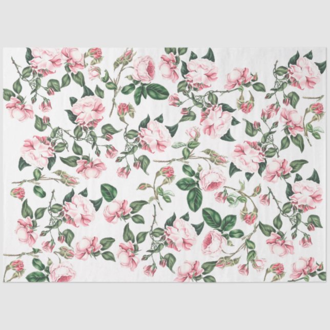 Rose Flowers Rosebuds Floral Tissue Paper (Front)