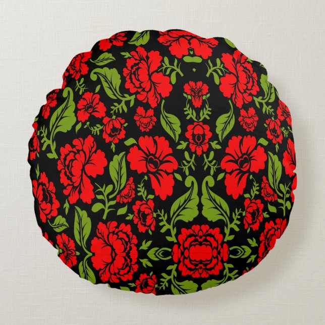 Rose Flowers Round Pillow (Front)