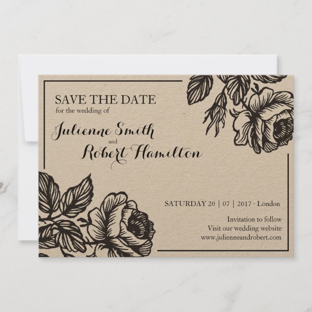Rose Flowers Rustic Floral Wedding Save The Date