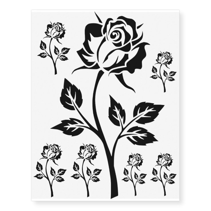 Rose Flowers Temporary Black Tattoos | Zazzle