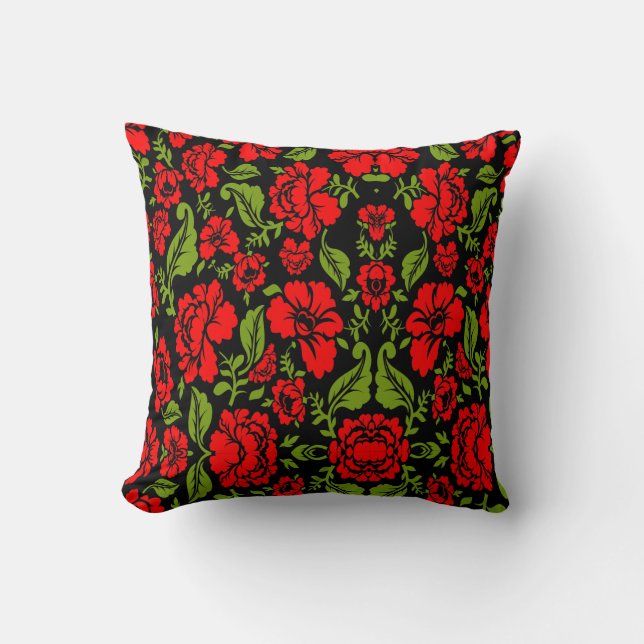 Rose Flowers Throw Pillow (Front)