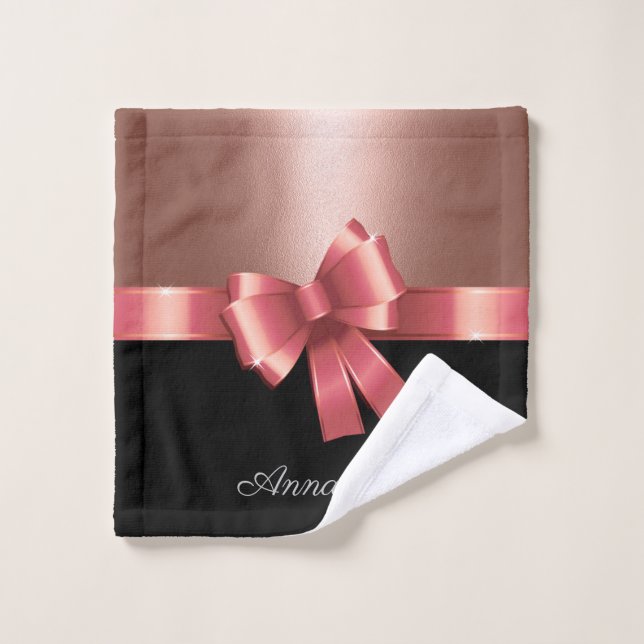 Rose Foil and Bow Bath Towel Set (Wash Cloth)