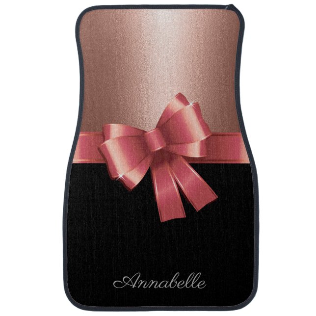 Rose Foil and Bow Car Floor Mat (Front)