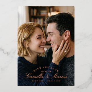 Rose Foil Pressed Save the Date announcement