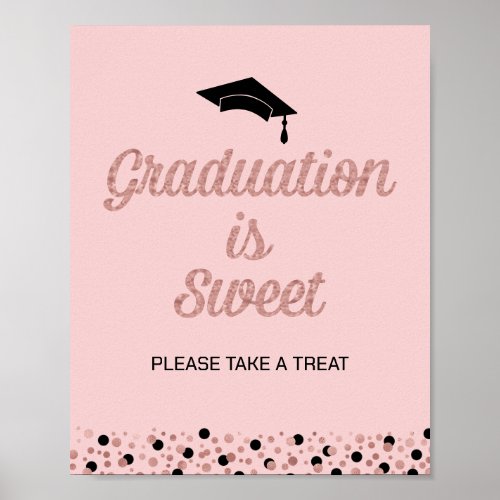 Rose Foil Script Graduation is Sweet Grad Sign