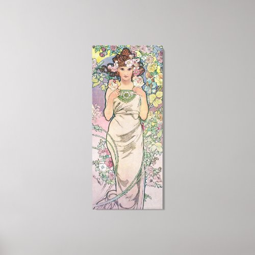 Rose Four Flowers Alphonse Mucha Canvas Print