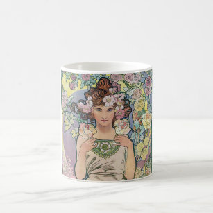 Rose (Four Flowers), Alphonse Mucha Coffee Mug