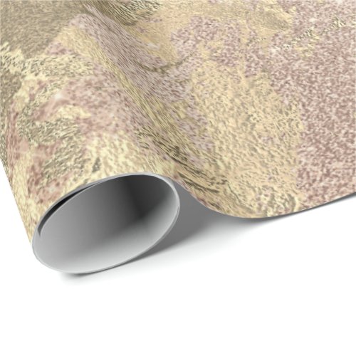 Rose Foxier Gold Marble Shiny Metallic Strokes Wrapping Paper