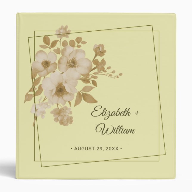 Rose Frame – Celestial Yellow Wedding 3 Ring Binder (Front)