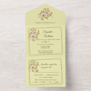 Rose Frame – Celestial Yellow Wedding All In One Invitation