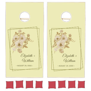 Rose Frame – Celestial Yellow Wedding Cornhole Set