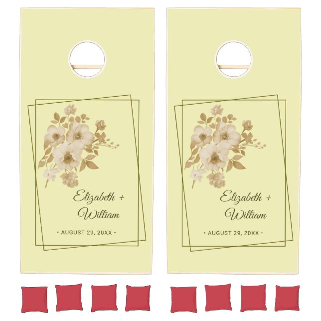 Rose Frame – Celestial Yellow Wedding Cornhole Set (Set)
