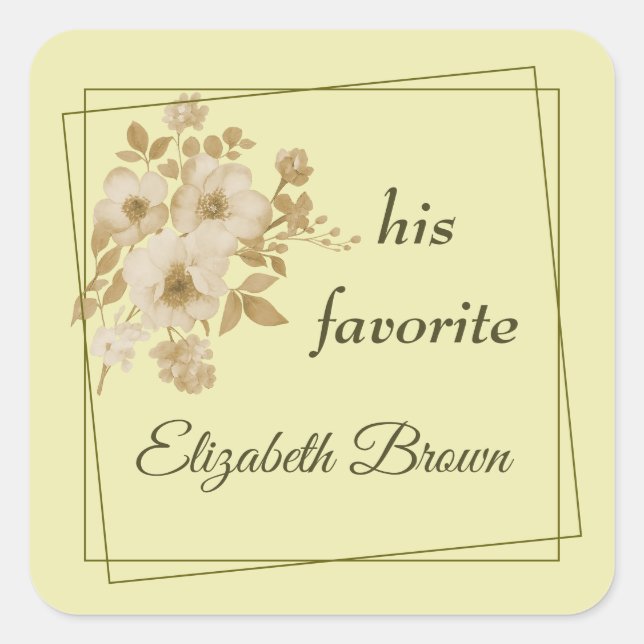 Rose Frame – Celestial Yellow Wedding Square Sticker (Front)