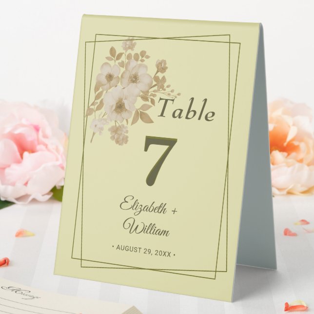 Rose Frame – Celestial Yellow Wedding Table Tent (In SItu (Wedding))