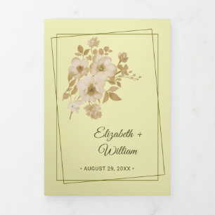 Rose Frame – Celestial Yellow Wedding Tri-Fold Program