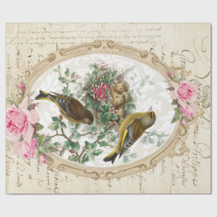 Rose Frame Ephemera 60lb Decoupage Paper 30" x 36"