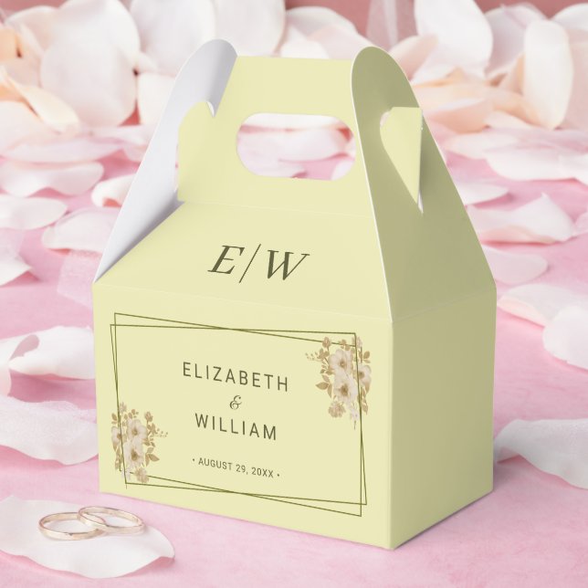 Rose Frame – Monogram Celestial Yellow Wedding Favor Boxes (Wedding)