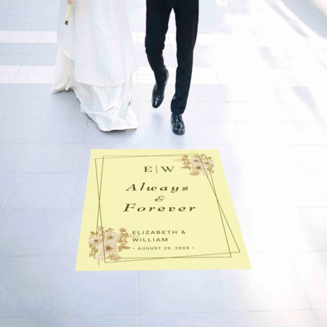 Rose Frame – Monogram Celestial Yellow Wedding Floor Decals (Wedding)