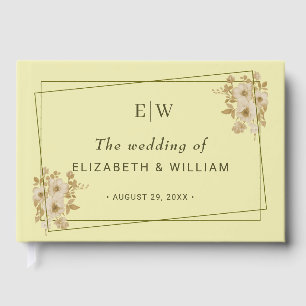 Rose Frame – Monogram Celestial Yellow Wedding Guest Book