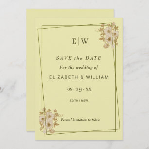 Rose Frame – Monogram Celestial Yellow Wedding Save The Date