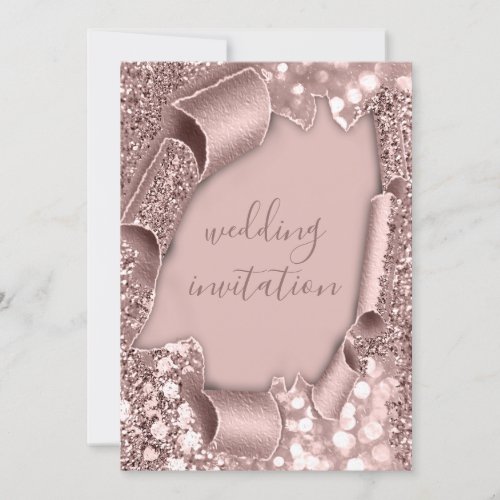 Rose Frame Wedding Glitter Bridal  Invitation