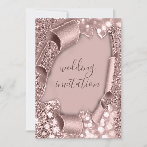 Rose Frame Wedding Glitter Bridal Powder Invitation