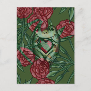 Rose Frog Roses Frogs Pattern Rosey Froggy         Postcard