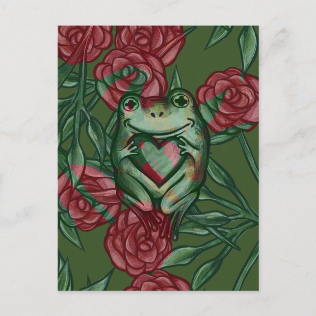 Rose Frog Roses Frogs Pattern Rosey Froggy         Postcard (Front)