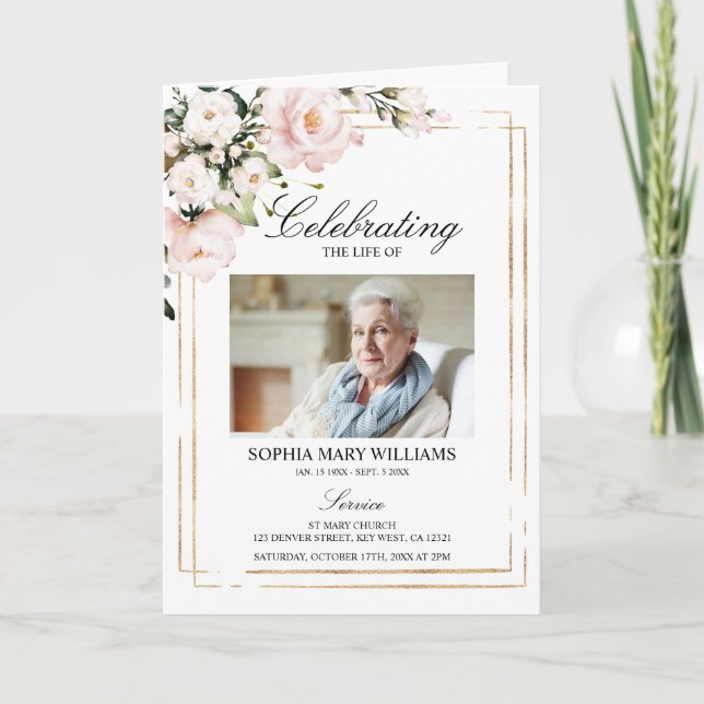 Rose Funeral Order of Service, Memorial Program (Front)