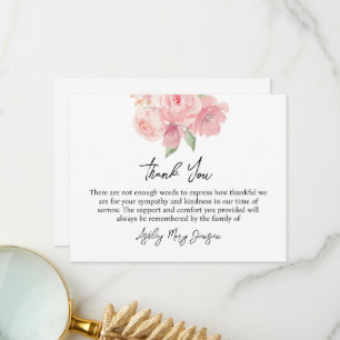 Rose Funeral Thank You Note Card Bereavement