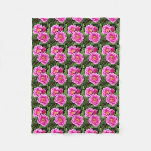 Rose Gallica Flower Fleece Blanket