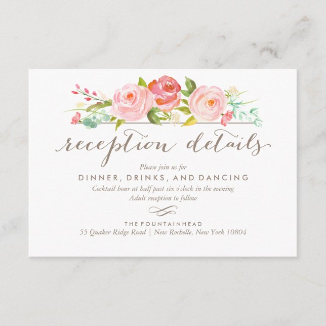 Rose Garden 2-Sided Accommodations Reception Card (Front)