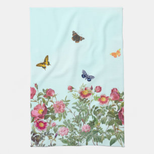 Rose Garden and Butterflies Kitchen Towel