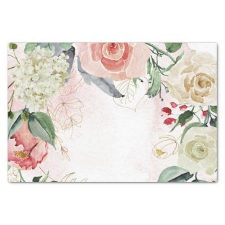 Rose Garden and Line Art Watercolor Print