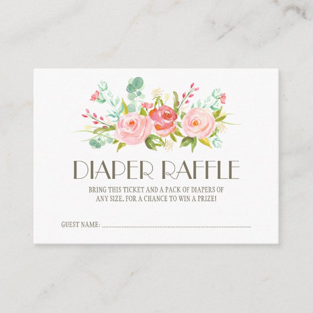 Rose Garden Baby Diaper Raffle Ticket Enclosure Card (Front)