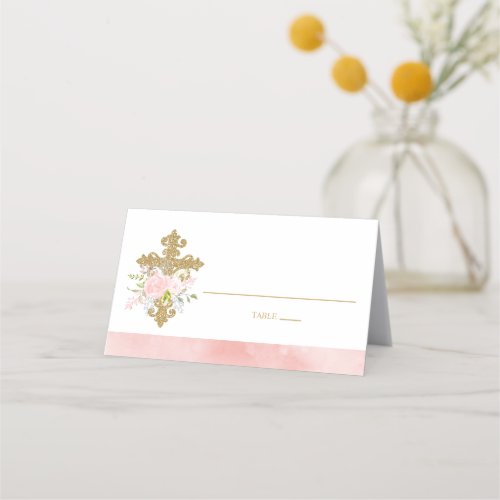 Rose Garden Baptism Folded Tent Place Card