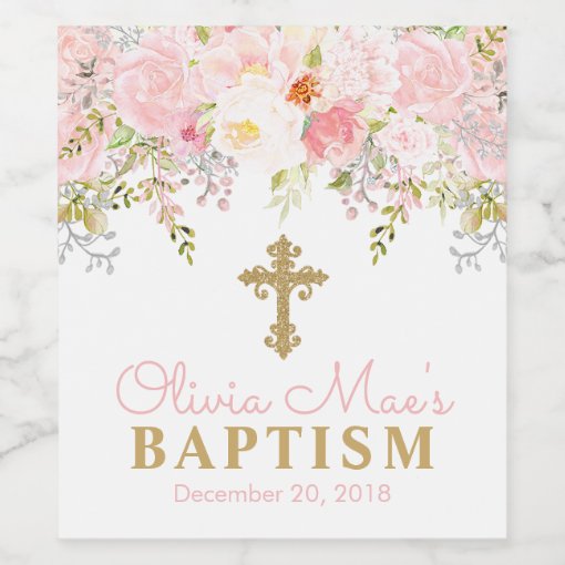 Rose Garden Baptism Wine Bottle Labels Zazzle