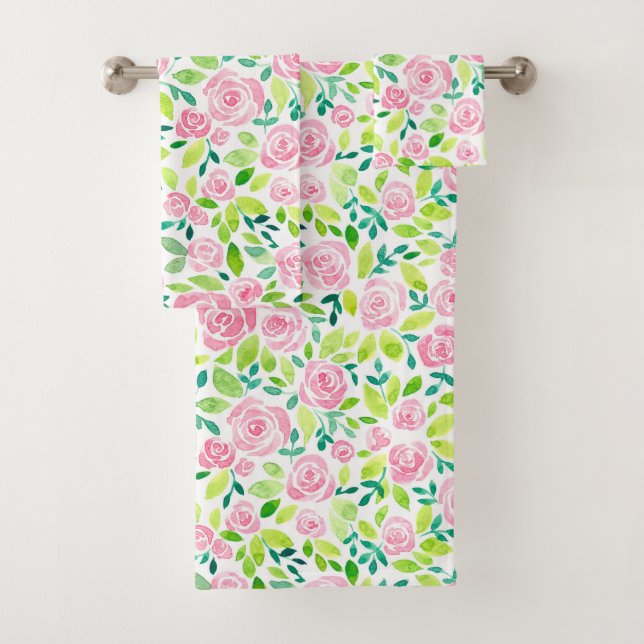 Rose garden bath towel set (Insitu)