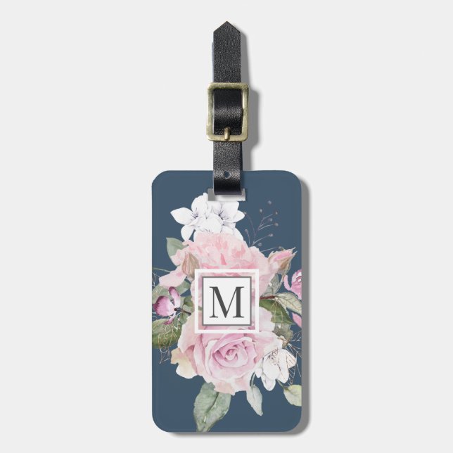 Rose Garden Blue ⎢Monogram Luggage Tag (Front Vertical)