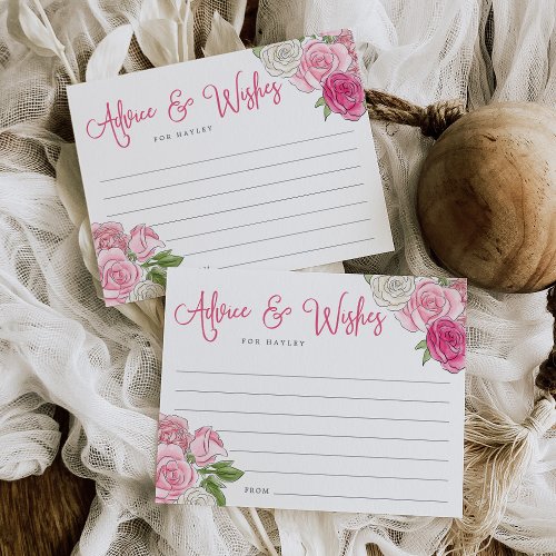 Ros Garden Bridal Shower Advice  Wishes Card