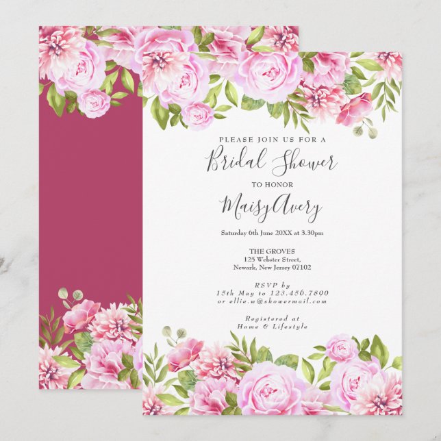 Rose Garden Bridal Shower Invitation (Front/Back)