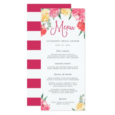 Ros&#233; Garden | Bridal Shower Menu Invitation