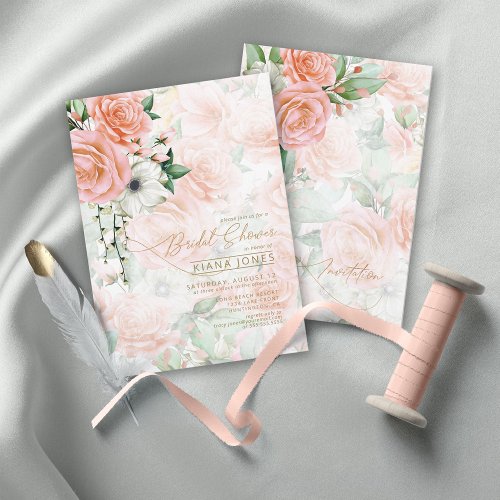 Rose Garden Bridal Shower Peach ID764 Invitation