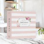 Rosé Garden Bridal Shower Recipe 3 Ring Binder<br><div class="desc">Collect recipes for the bride to be and organize them in this pretty floral binder with tons of personalization options! Chic binder features blush pink and white stripes accented with pink and ivory roses and a bottle of rosé wine with the couple's initials inscribed. Customize the front with the bride...</div>